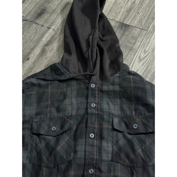 WRV Brand New with Tags Black and Grey Hooded Skater Surfer Vibe Flannel Size L - Picture 5 of 8